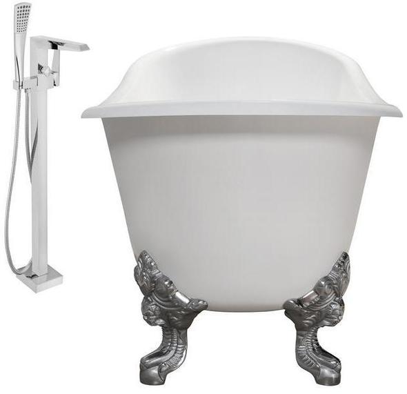 free standing whirlpool bath Streamline Bath Set of Bathroom Tub and Faucet White Soaking Clawfoot Tub