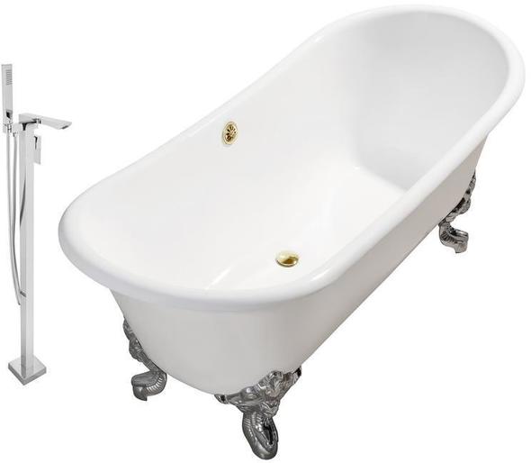 best bathtub drain kit Streamline Bath Set of Bathroom Tub and Faucet White Soaking Clawfoot Tub