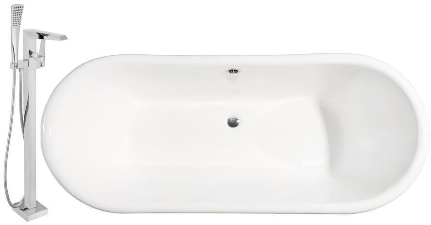 old jacuzzi tub Streamline Bath Set of Bathroom Tub and Faucet White Soaking Clawfoot Tub