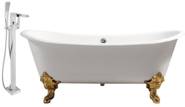 old jacuzzi tub Streamline Bath Set of Bathroom Tub and Faucet White Soaking Clawfoot Tub