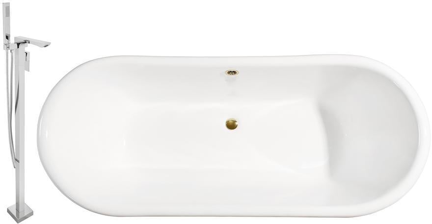 bathtub base trim Streamline Bath Set of Bathroom Tub and Faucet White Soaking Clawfoot Tub
