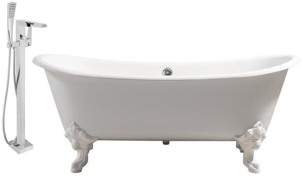 restroom with bathtub Streamline Bath Set of Bathroom Tub and Faucet White Soaking Clawfoot Tub