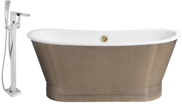 free standing deep bath Streamline Bath Set of Bathroom Tub and Faucet Chrome  Soaking Freestanding Tub
