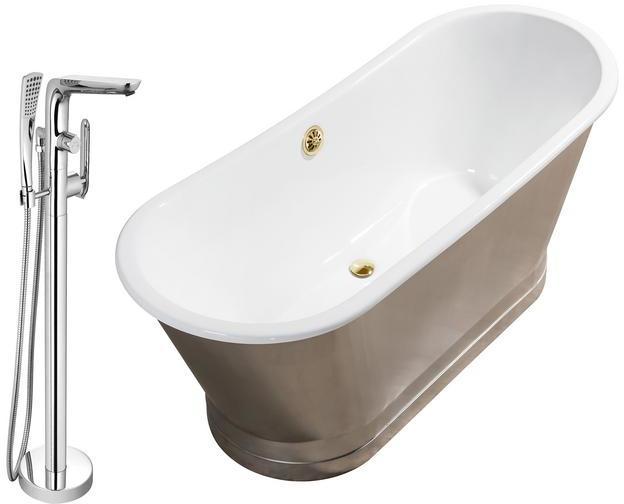 free standing bathtub ideas Streamline Bath Set of Bathroom Tub and Faucet Chrome  Soaking Freestanding Tub