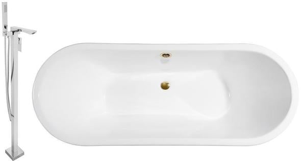 roll top tub Streamline Bath Set of Bathroom Tub and Faucet Chrome  Soaking Freestanding Tub