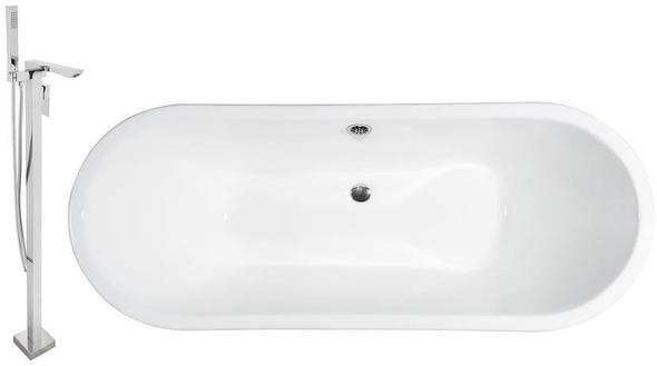 59 inch clawfoot tub Streamline Bath Set of Bathroom Tub and Faucet Chrome  Soaking Freestanding Tub