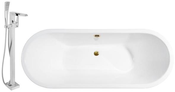 double bathtub with jets Streamline Bath Set of Bathroom Tub and Faucet White Soaking Freestanding Tub