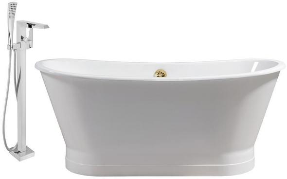 double bathtub with jets Streamline Bath Set of Bathroom Tub and Faucet White Soaking Freestanding Tub