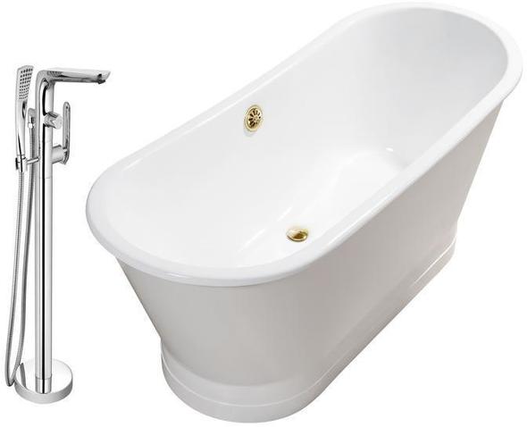 clawfoot feet Streamline Bath Set of Bathroom Tub and Faucet White Soaking Freestanding Tub