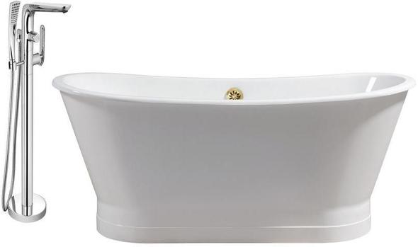 clawfoot feet Streamline Bath Set of Bathroom Tub and Faucet White Soaking Freestanding Tub
