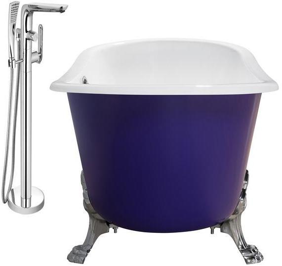 pedestal bathtub Streamline Bath Set of Bathroom Tub and Faucet Purple Soaking Clawfoot Tub