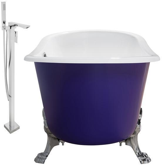 freestanding roll top bath Streamline Bath Set of Bathroom Tub and Faucet Purple Soaking Clawfoot Tub