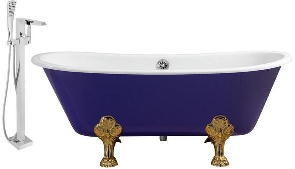 bathtub decor Streamline Bath Set of Bathroom Tub and Faucet Purple Soaking Clawfoot Tub