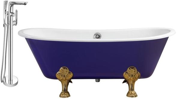 oval freestanding bath Streamline Bath Set of Bathroom Tub and Faucet Purple Soaking Clawfoot Tub