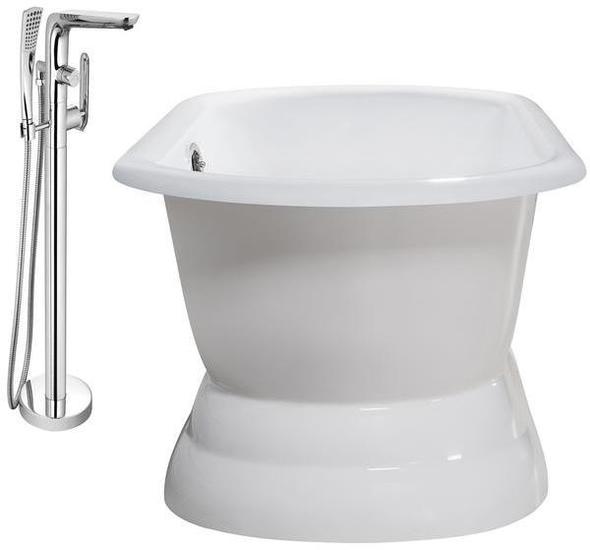 roll top tub Streamline Bath Set of Bathroom Tub and Faucet White Soaking Freestanding Tub