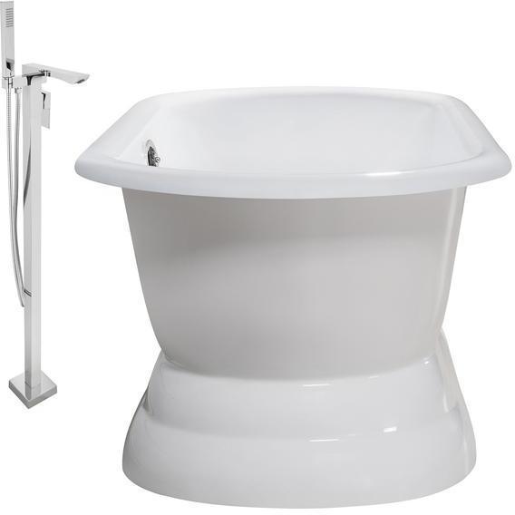 freestanding whirlpool tub for two Streamline Bath Set of Bathroom Tub and Faucet White Soaking Freestanding Tub