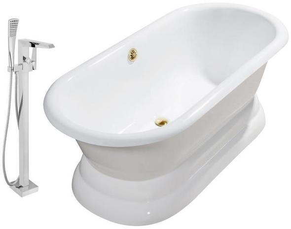 free standing oval bathtub Streamline Bath Set of Bathroom Tub and Faucet White Soaking Freestanding Tub