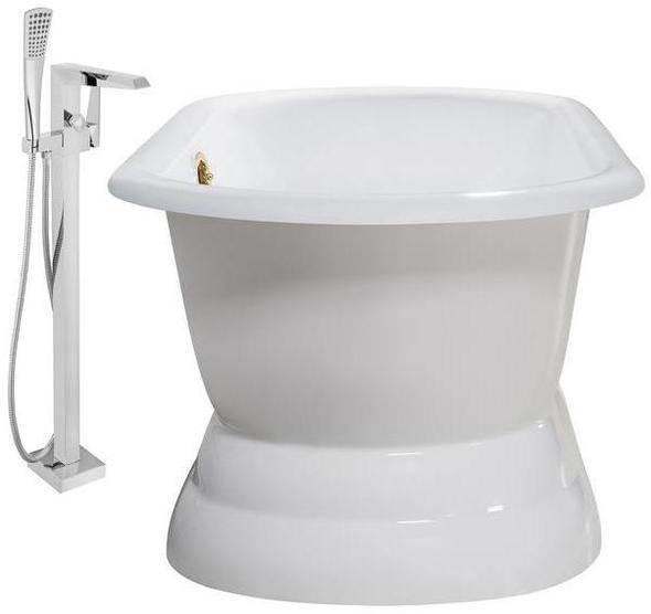 free standing oval bathtub Streamline Bath Set of Bathroom Tub and Faucet White Soaking Freestanding Tub