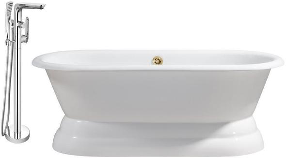 double ended freestanding tub Streamline Bath Set of Bathroom Tub and Faucet White Soaking Freestanding Tub