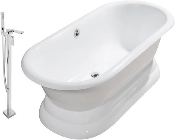 bear in a bathtub Streamline Bath Set of Bathroom Tub and Faucet White Soaking Freestanding Tub