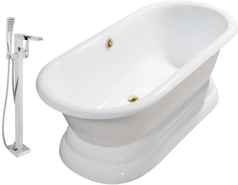 used soaking tubs for sale Streamline Bath Set of Bathroom Tub and Faucet White Soaking Freestanding Tub