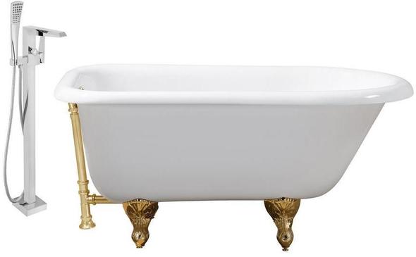 oval freestanding bath Streamline Bath Set of Bathroom Tub and Faucet White Soaking Clawfoot Tub