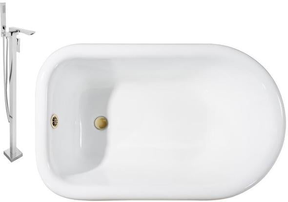 wooden tub Streamline Bath Set of Bathroom Tub and Faucet White Soaking Clawfoot Tub