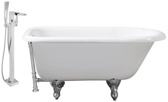 wood bathroom Streamline Bath Set of Bathroom Tub and Faucet White Soaking Clawfoot Tub