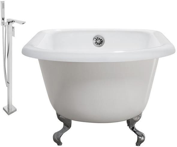 bathtub for washroom Streamline Bath Set of Bathroom Tub and Faucet White Soaking Clawfoot Tub