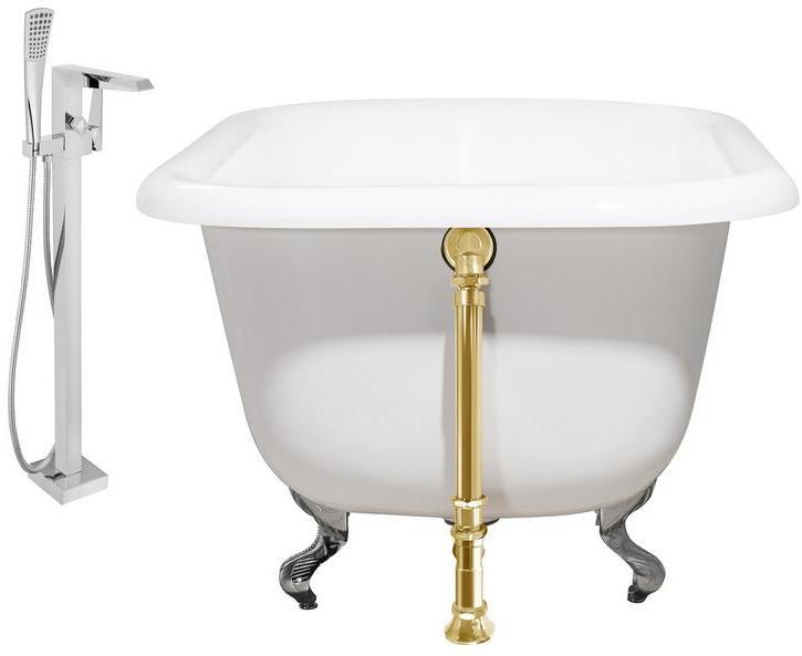 single jacuzzi tub Streamline Bath Set of Bathroom Tub and Faucet White Soaking Clawfoot Tub