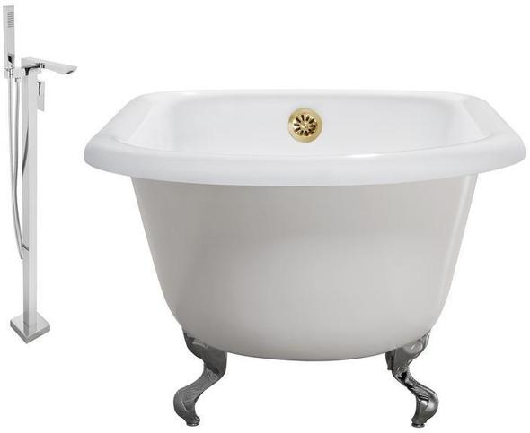 bathtub drain filter Streamline Bath Set of Bathroom Tub and Faucet White Soaking Clawfoot Tub