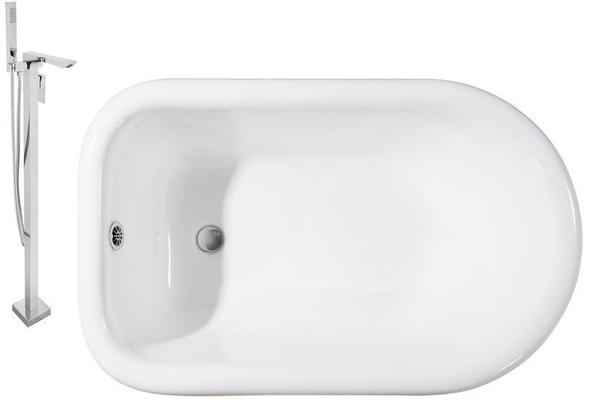 1 piece shower tub Streamline Bath Set of Bathroom Tub and Faucet White Soaking Clawfoot Tub