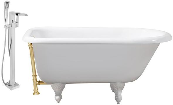 wooden bath tubs Streamline Bath Set of Bathroom Tub and Faucet White Soaking Clawfoot Tub