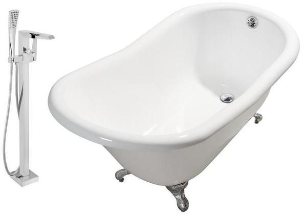 resin freestanding bathtub Streamline Bath Set of Bathroom Tub and Faucet White Soaking Clawfoot Tub
