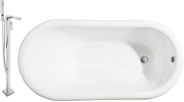 bathtub drain stopper kit Streamline Bath Set of Bathroom Tub and Faucet White Soaking Clawfoot Tub