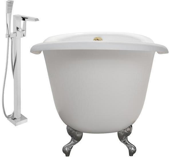 freestanding soaking tub for two Streamline Bath Set of Bathroom Tub and Faucet White Soaking Clawfoot Tub