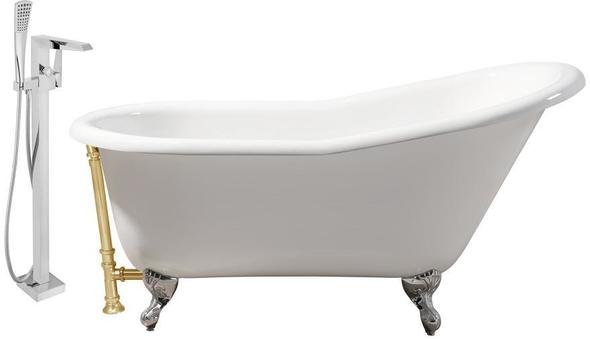 freestanding soaking tub for two Streamline Bath Set of Bathroom Tub and Faucet White Soaking Clawfoot Tub