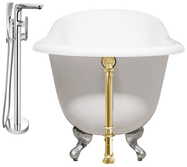 foot tubs for soaking feet Streamline Bath Set of Bathroom Tub and Faucet White Soaking Clawfoot Tub