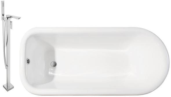 4 bath Streamline Bath Set of Bathroom Tub and Faucet White Soaking Freestanding Tub