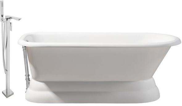 4 bath Streamline Bath Set of Bathroom Tub and Faucet White Soaking Freestanding Tub