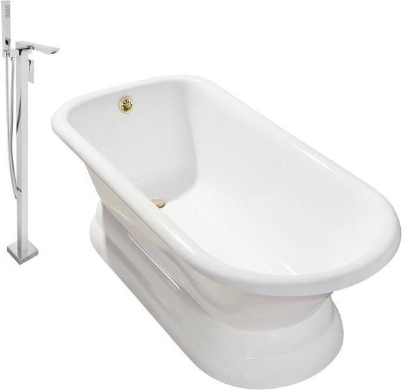 roll in bathtub Streamline Bath Set of Bathroom Tub and Faucet White Soaking Freestanding Tub