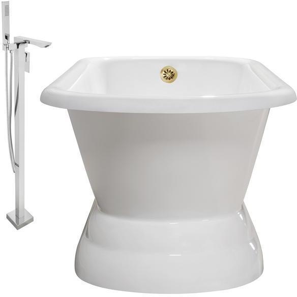 roll in bathtub Streamline Bath Set of Bathroom Tub and Faucet White Soaking Freestanding Tub