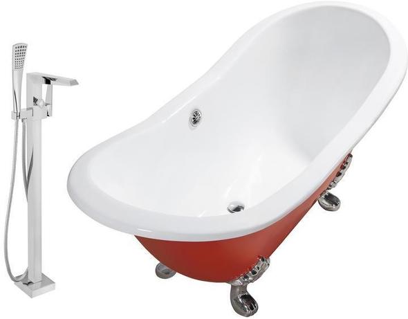 victorian bathroom set Streamline Bath Set of Bathroom Tub and Faucet Red Soaking Clawfoot Tub