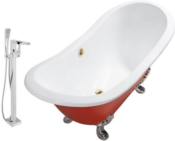 soaking tub for two with shower Streamline Bath Set of Bathroom Tub and Faucet Red Soaking Clawfoot Tub