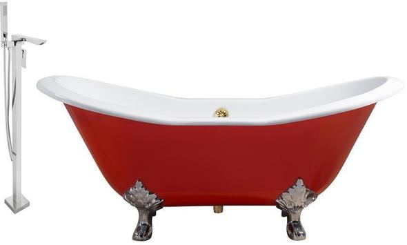 complete bathtub kits Streamline Bath Set of Bathroom Tub and Faucet Red Soaking Clawfoot Tub