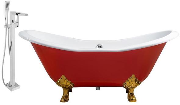 bathtub drain stopper kit Streamline Bath Set of Bathroom Tub and Faucet Red Soaking Clawfoot Tub
