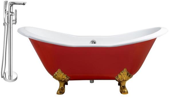 clawfoot tub drain installation Streamline Bath Set of Bathroom Tub and Faucet Red Soaking Clawfoot Tub