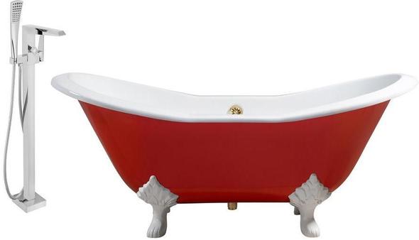 wet room shower and bathtub Streamline Bath Set of Bathroom Tub and Faucet Red Soaking Clawfoot Tub