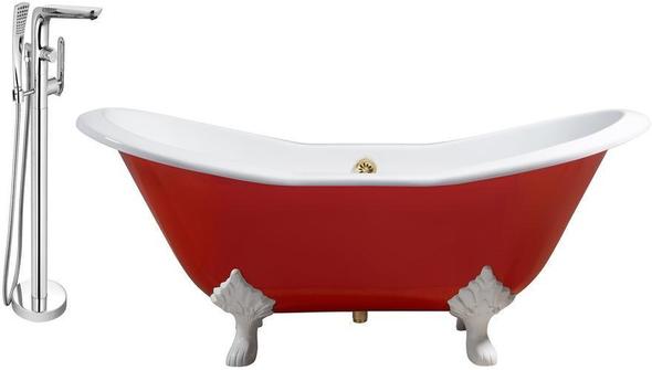 big bathtubs for two Streamline Bath Set of Bathroom Tub and Faucet Red Soaking Clawfoot Tub