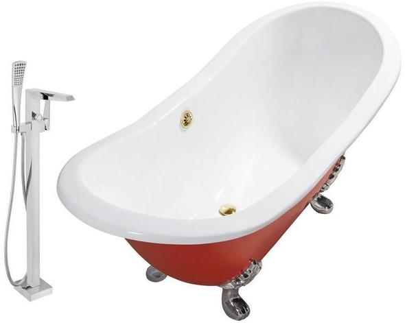 victorian clawfoot tub Streamline Bath Set of Bathroom Tub and Faucet Red Soaking Clawfoot Tub